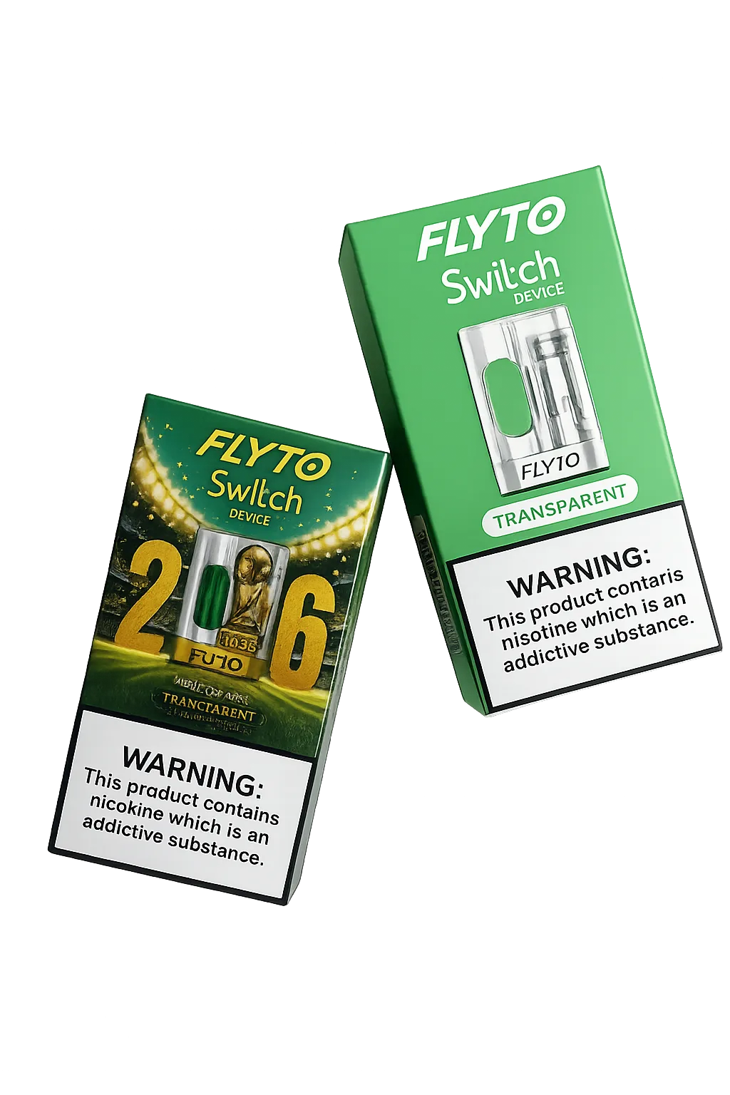 Flyto Switch Device transparent pod system vape device green packaging