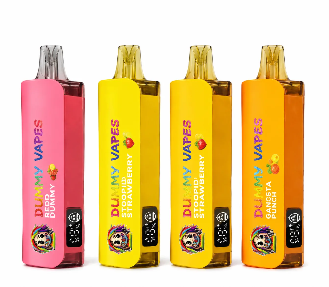 Dummy Vapes 8000 Puffs Disposable Vape Device in Redd Dummy, Stoopid Strawberry & Gangsta Punch Flavours