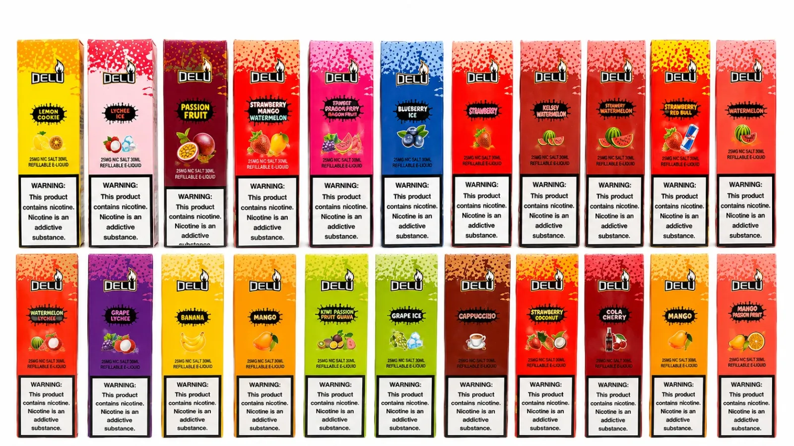 DELU Nic Salt E-Liquid 30ml 25mg multiple flavors